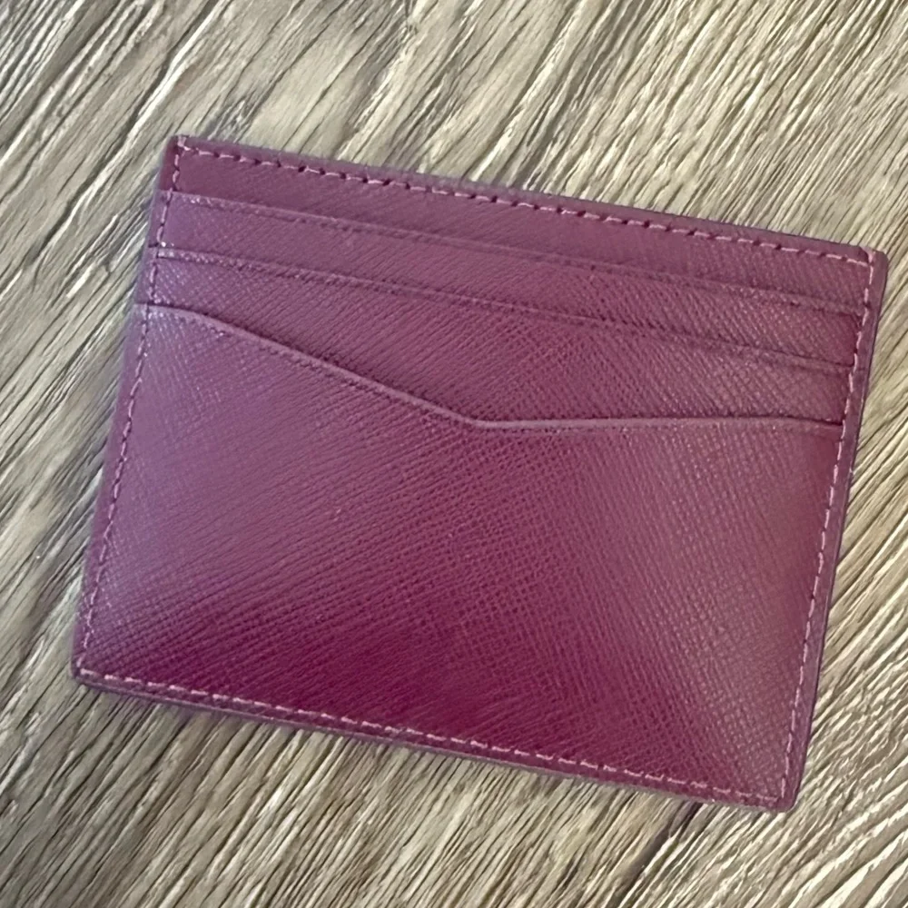 kate spade New York Burgundy Leather Card Case with Gold Logo